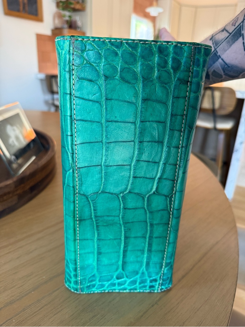 Y2K Dooney & Bourke Teal Croc-Embossed Shoulder Bag - Picture 10 of 13